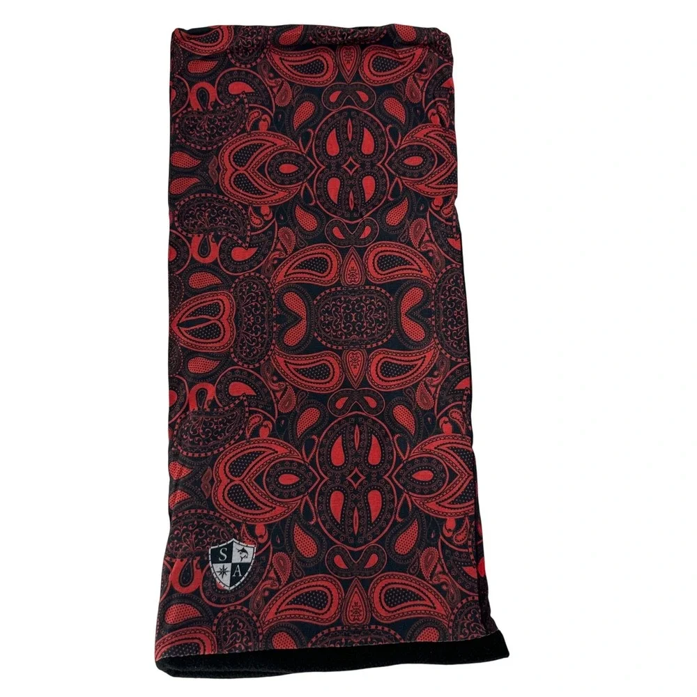 SA CO Frost Tech Fleece Face Shield Neck Gaiter Red Black Thermal One Size NEW!!